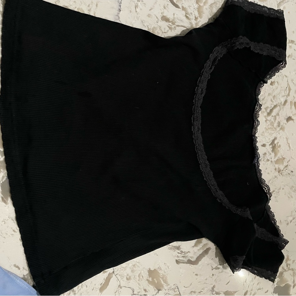 brandy melville black lace trimmed eden top! Good used condition!
